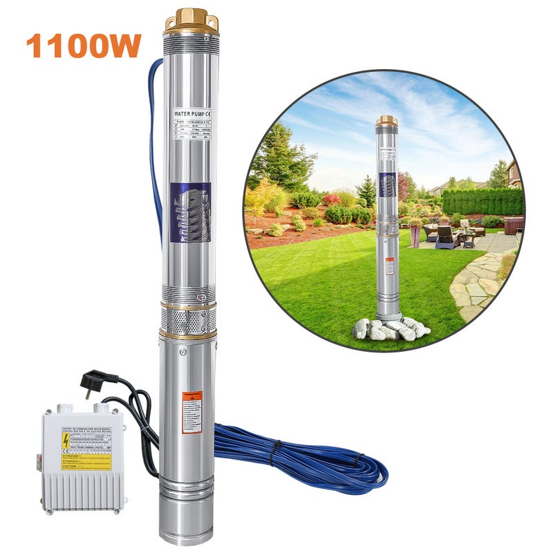 Bomba para pozos 220 v 1100 w 4 4000l/h bomba de pozos profundos, bomba de agua sumergible de acero inoxidable
