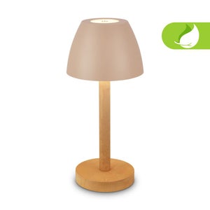 Lampe De Table LED Sans Fil BRILONER - Dimmable Tactile - IP44 - Pied Céramique Beige - 13.5x22 Cm