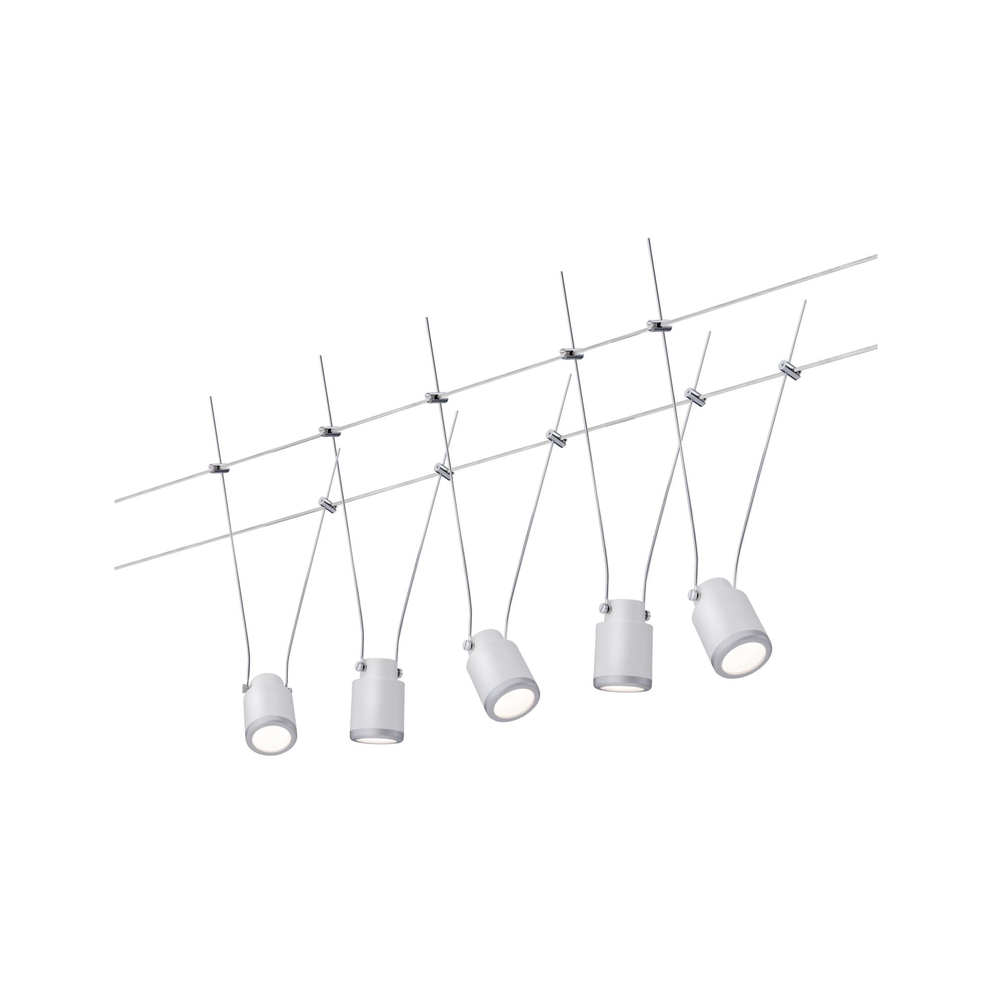 Système sur câbles LED TunLED Kit de base 5x150lm 5x4W 2700K 230/12V Blanc Chrome mat - 3