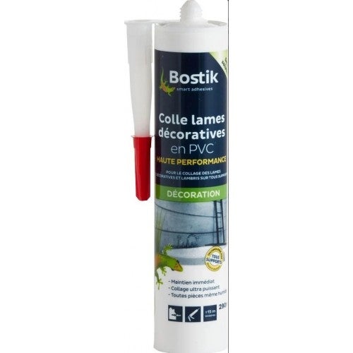 Colle type MSP polymère lame décorative PVC lambris tous supports cartouche 290ml BOSTIK