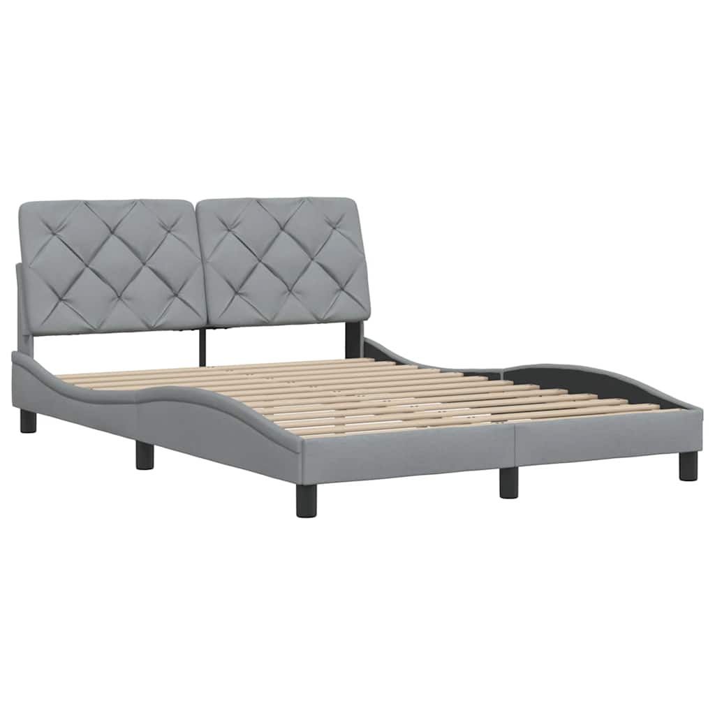 Cadre de lit sans matelas gris clair 140x200 cm tissu - 4