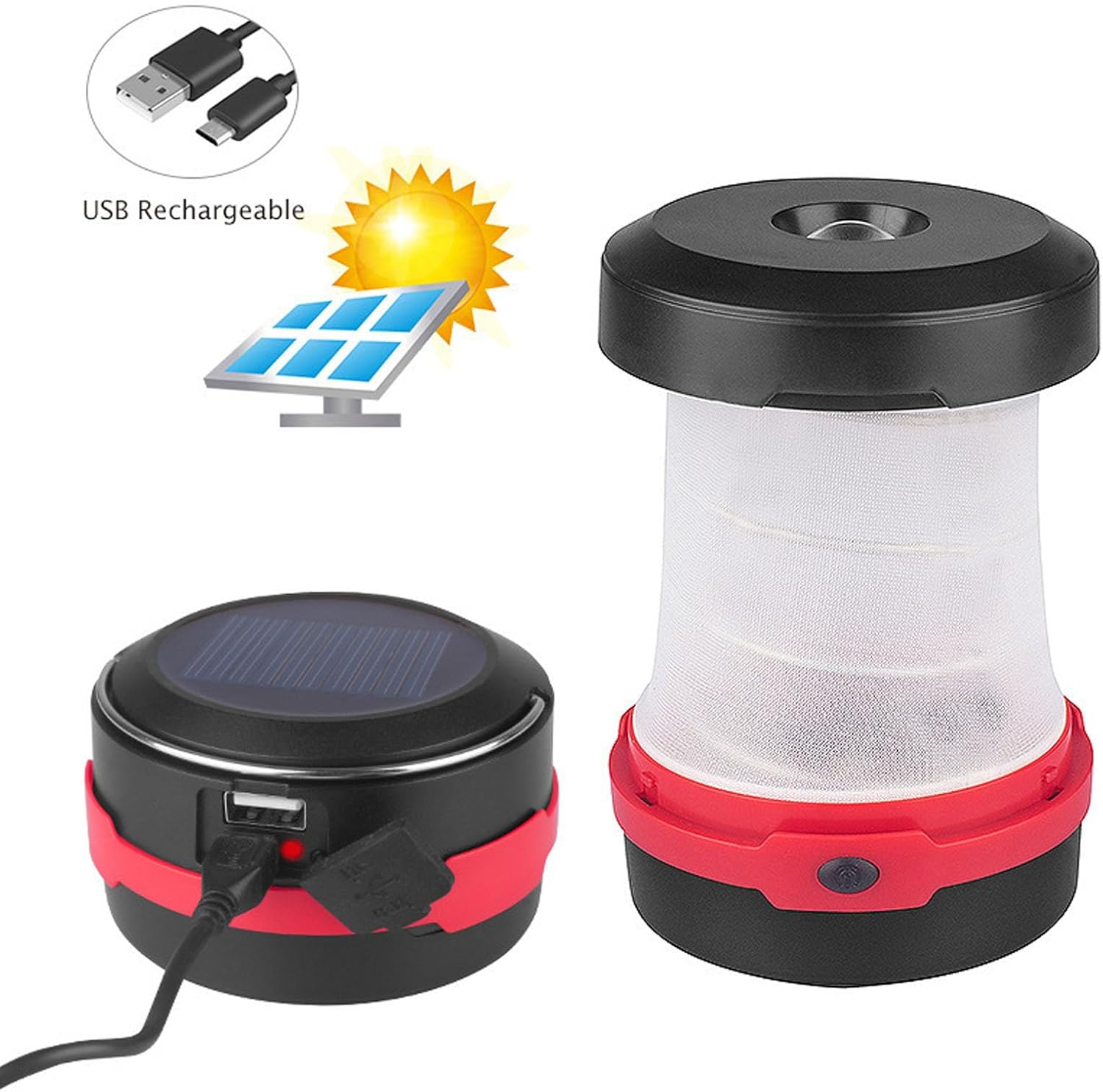 Lampe Solaire Portable Orange - 288 LED, Charge USB, Idéale Camping Et Urgences
