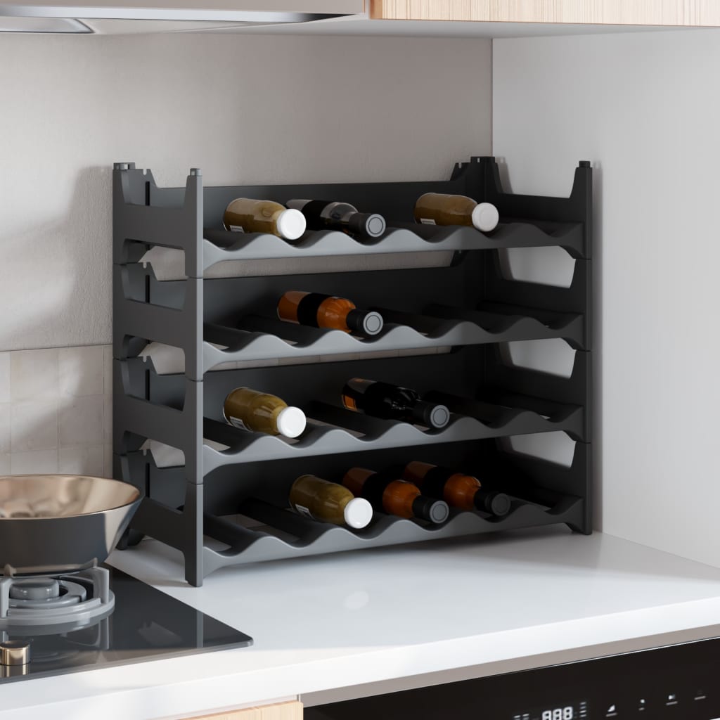 Casier à vin Cosy & Trendy - Empilable Plastique noir - 36 bouteilles - 6 pièces - Casier à vin