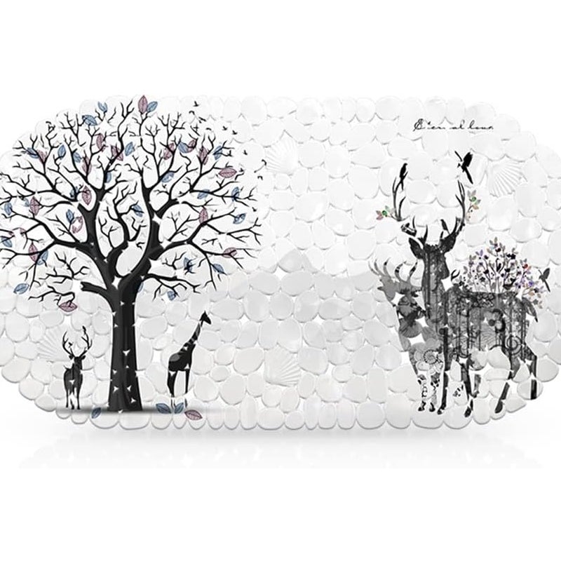 Mata łazienkowa antypoślizgowa Elk Forest, mata łazienkowa antypoślizgowa z przyssawką, zmywalna, dł. x szer.: 36 x 68 cm, kolor zielony