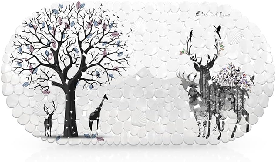 Mata łazienkowa antypoślizgowa Elk Forest, mata łazienkowa antypoślizgowa z przyssawkami, zmywalna, dł. x szer.: 36 x 68 cm, zielona