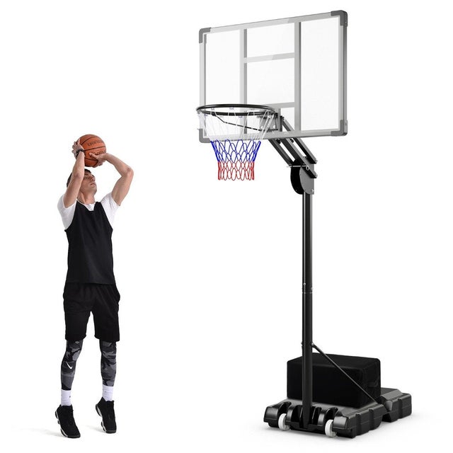 Cesta de basquete ao ar livre Suporte de basquete ajustável em altura de 135/143-305 cm com 2 rodas