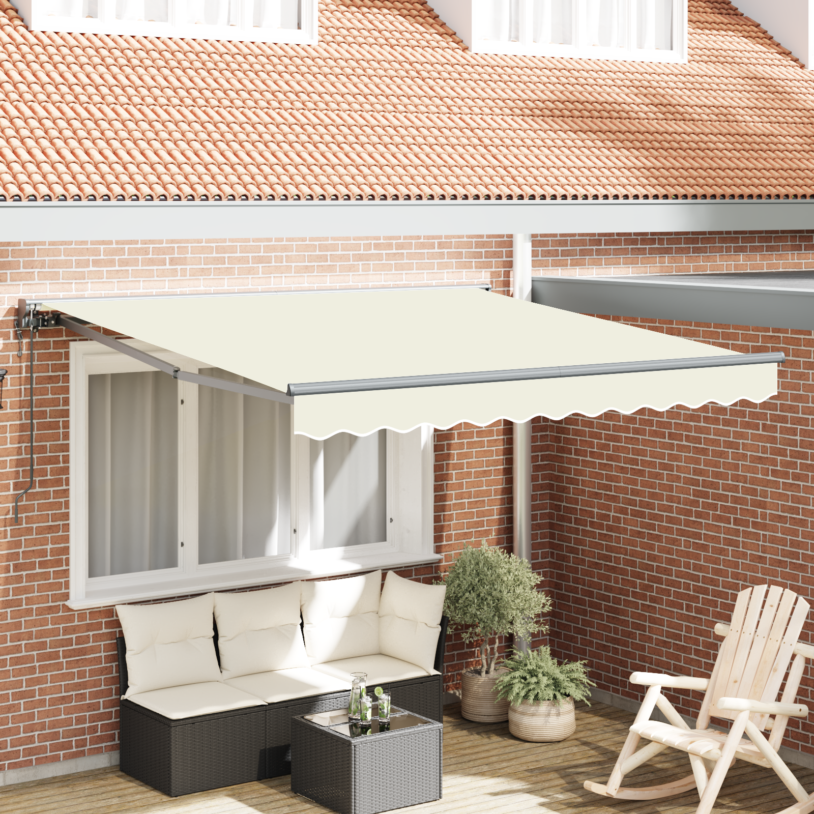 Rama markizy Kremowy 300 x 250 cm Poliester z powłoką PU vidaXL