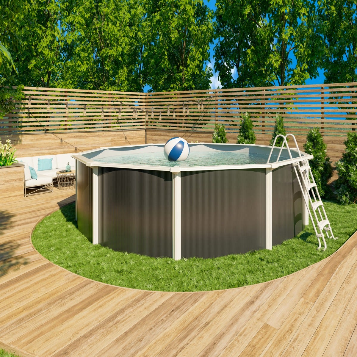 Liner gris piscine métal 4,60 × 1,32 m - 4