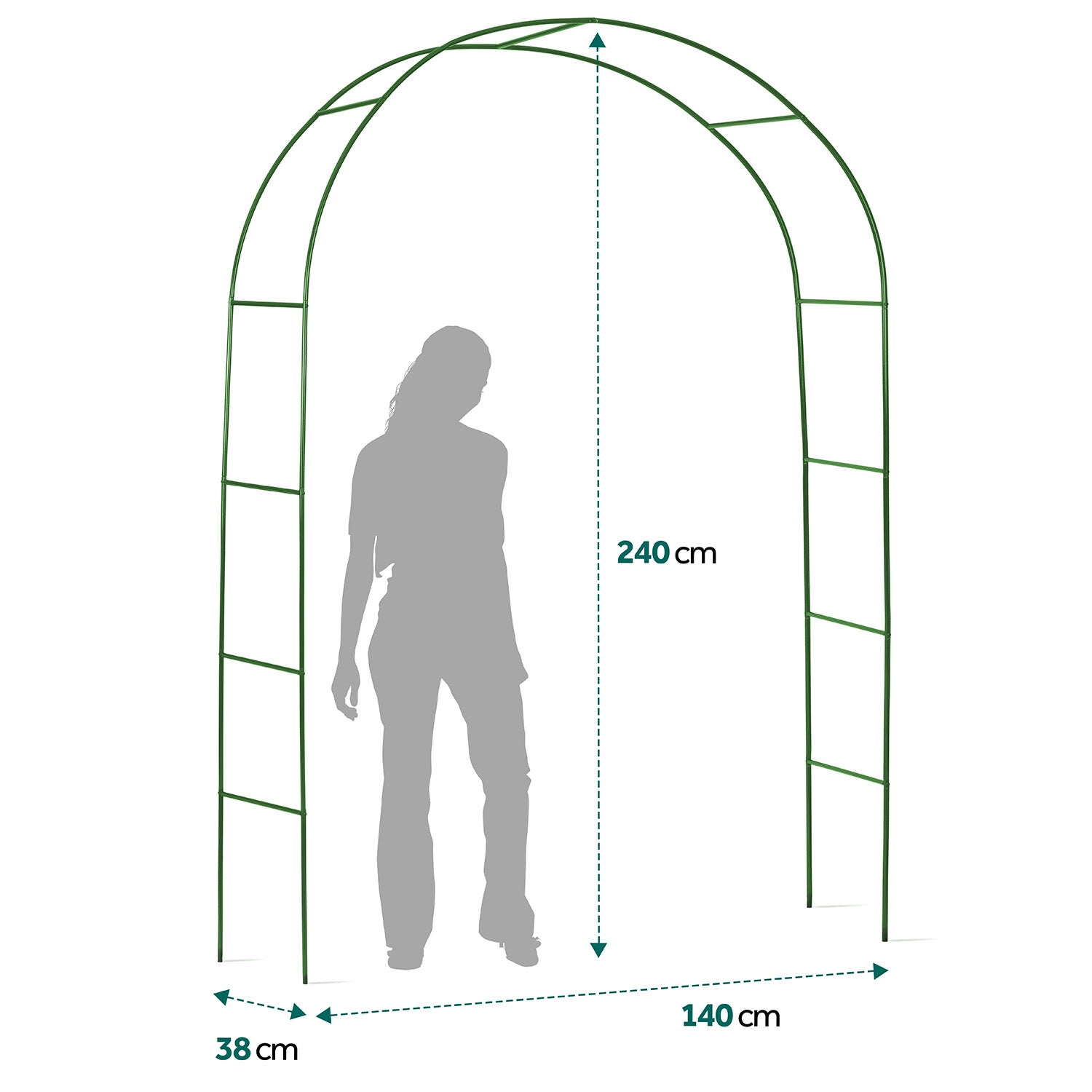 Pergola ogrodowa metalowa zielona łuk na kwiaty róże 240x140cm + kotwy Plonos - 8