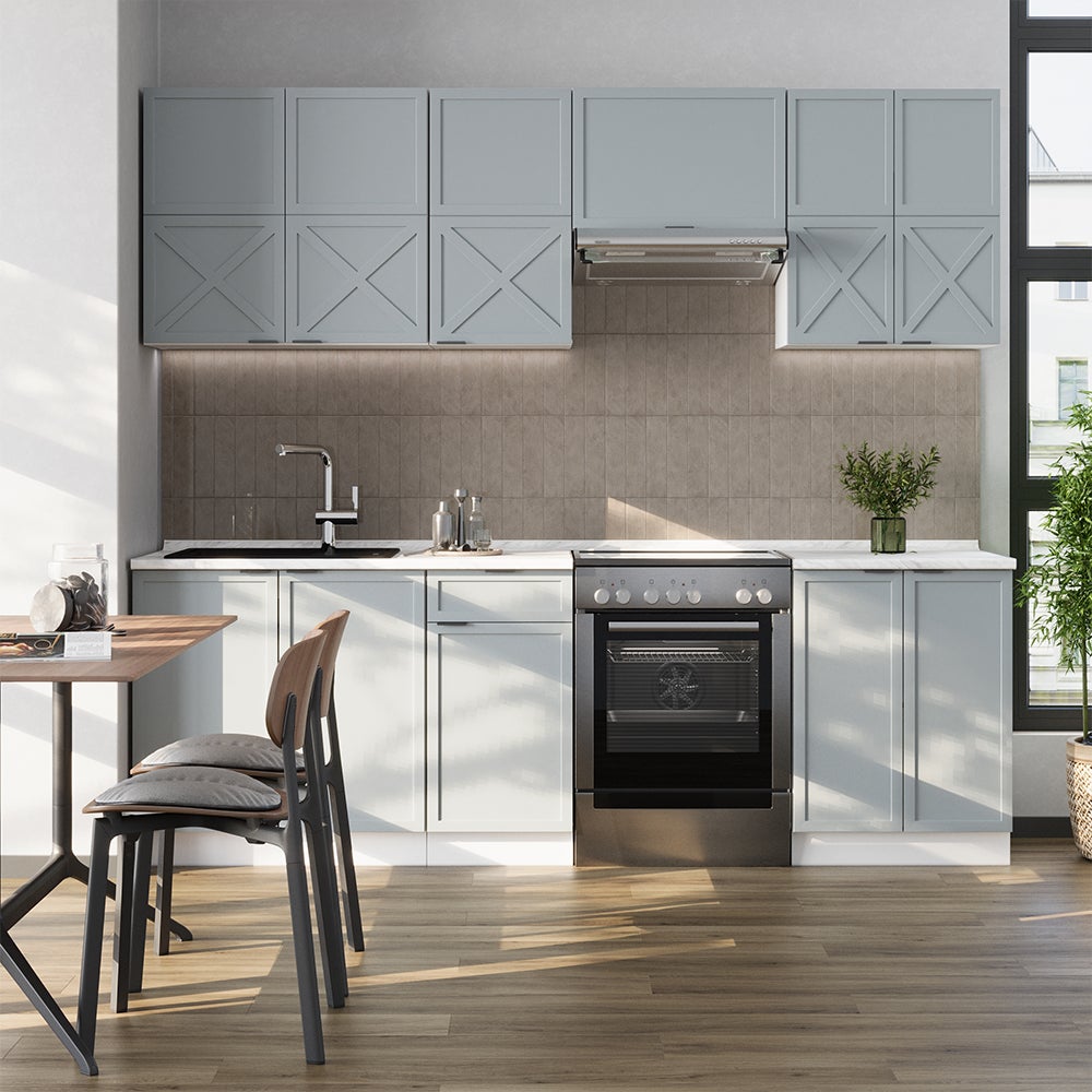 Vicco Cuisine Fame-Line, Bleu clair-gris/blanc, 240cm sans PT - 5