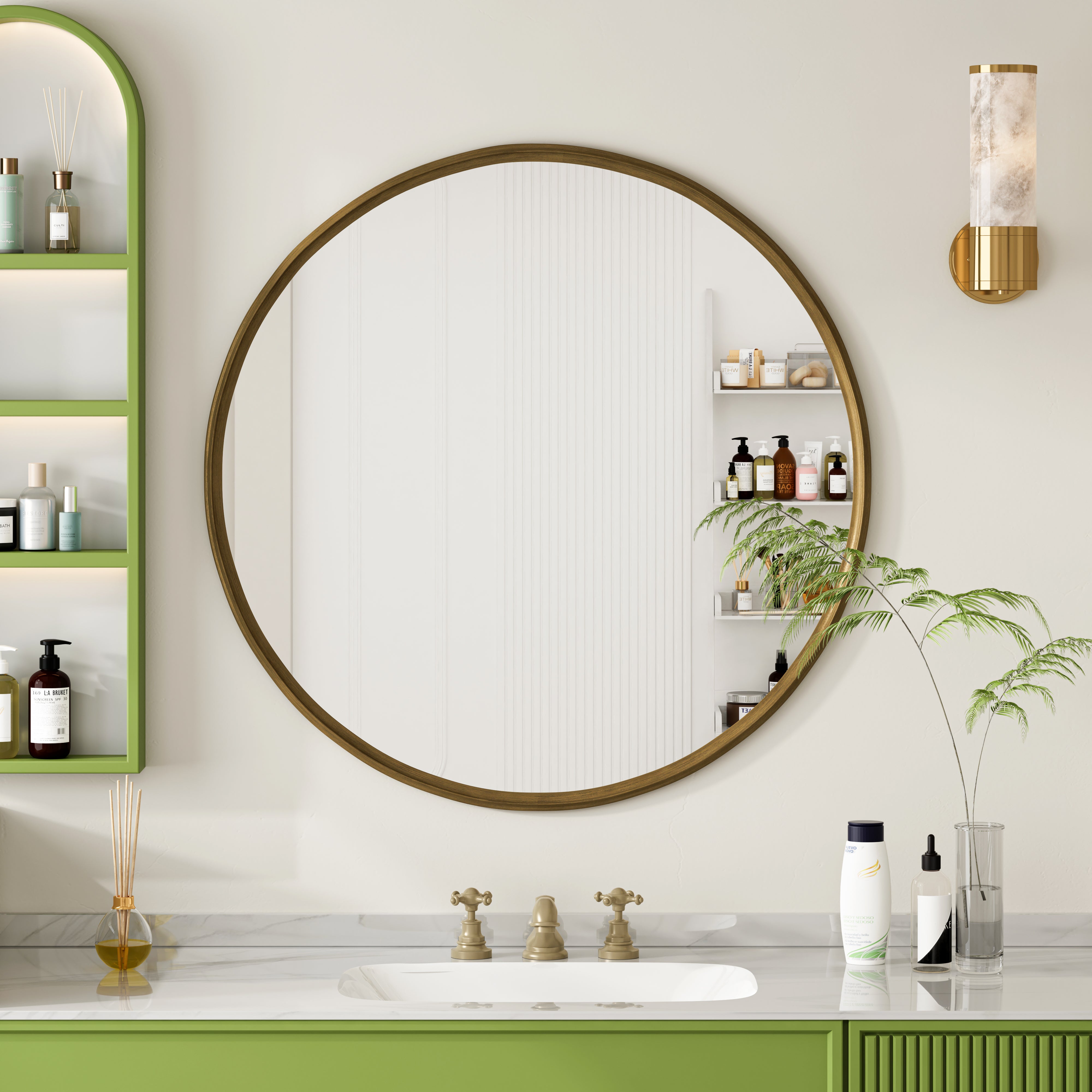 Miroir Mural Rond Effet Bronze – Style Ancien, Verre Décoratif 31cm (Homes On Trend)