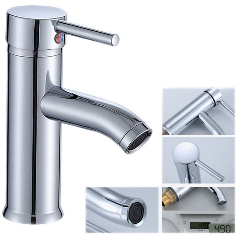 Bateria łazienkowa, bateria umywalkowa jednootworowa do wody ciepłej i zimnej (B3 csparkv-eu)