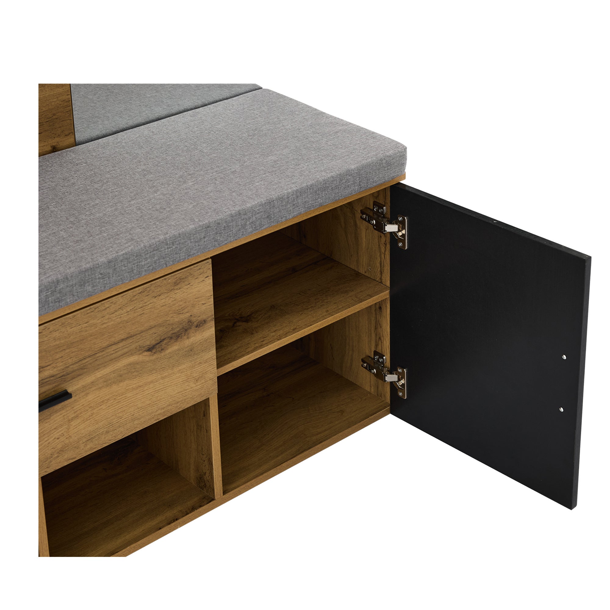 Vestiaire avec porte manteau + banc à chaussures + miroir - Naturel - 7