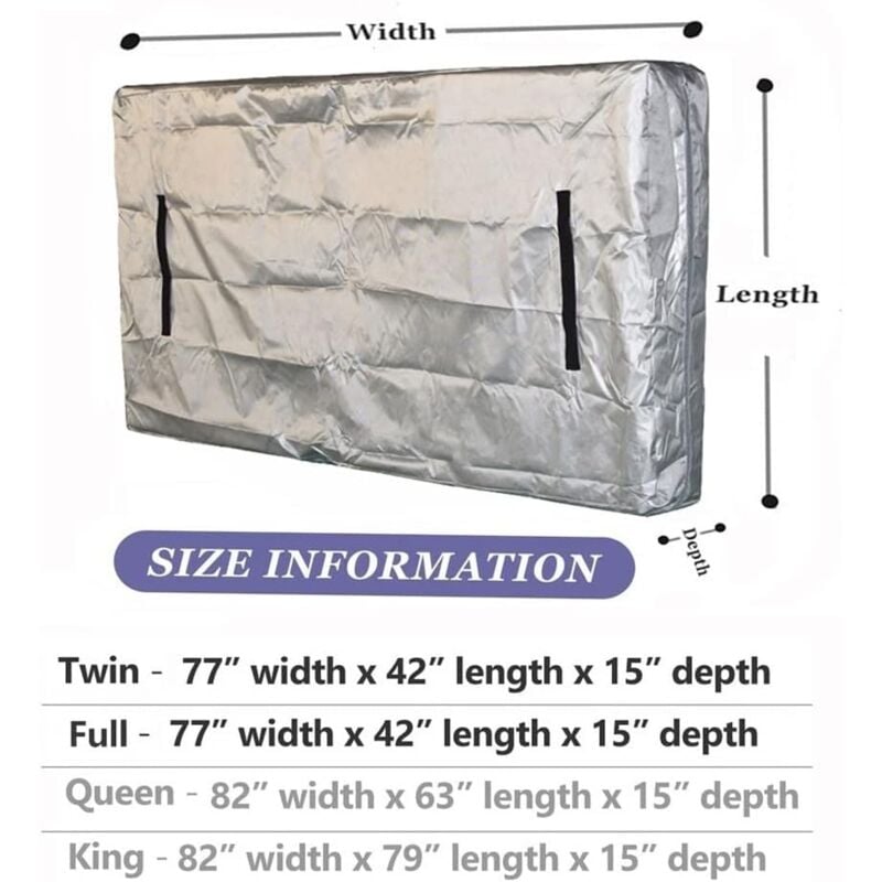 Housse de matelas imperméable pour le déménagement, Sac de déménagement pour matelas avec poignées et fermeture éclair solide, 195.6 x106.7x 38.1cm - 2