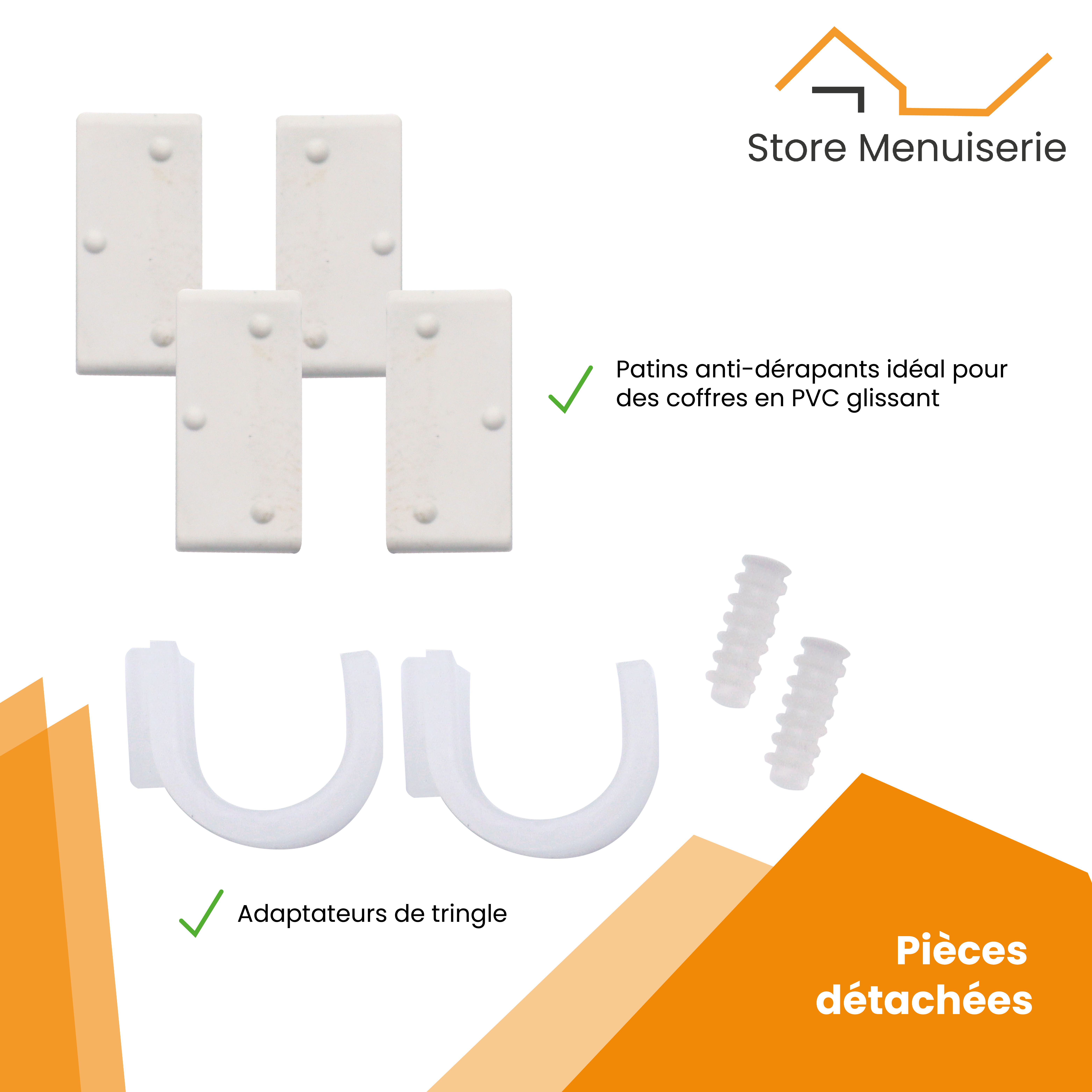2 Supports Sans perçage, Blanc, D.20/28, pour Tringle à Rideau sur Caisson de Volet - 4