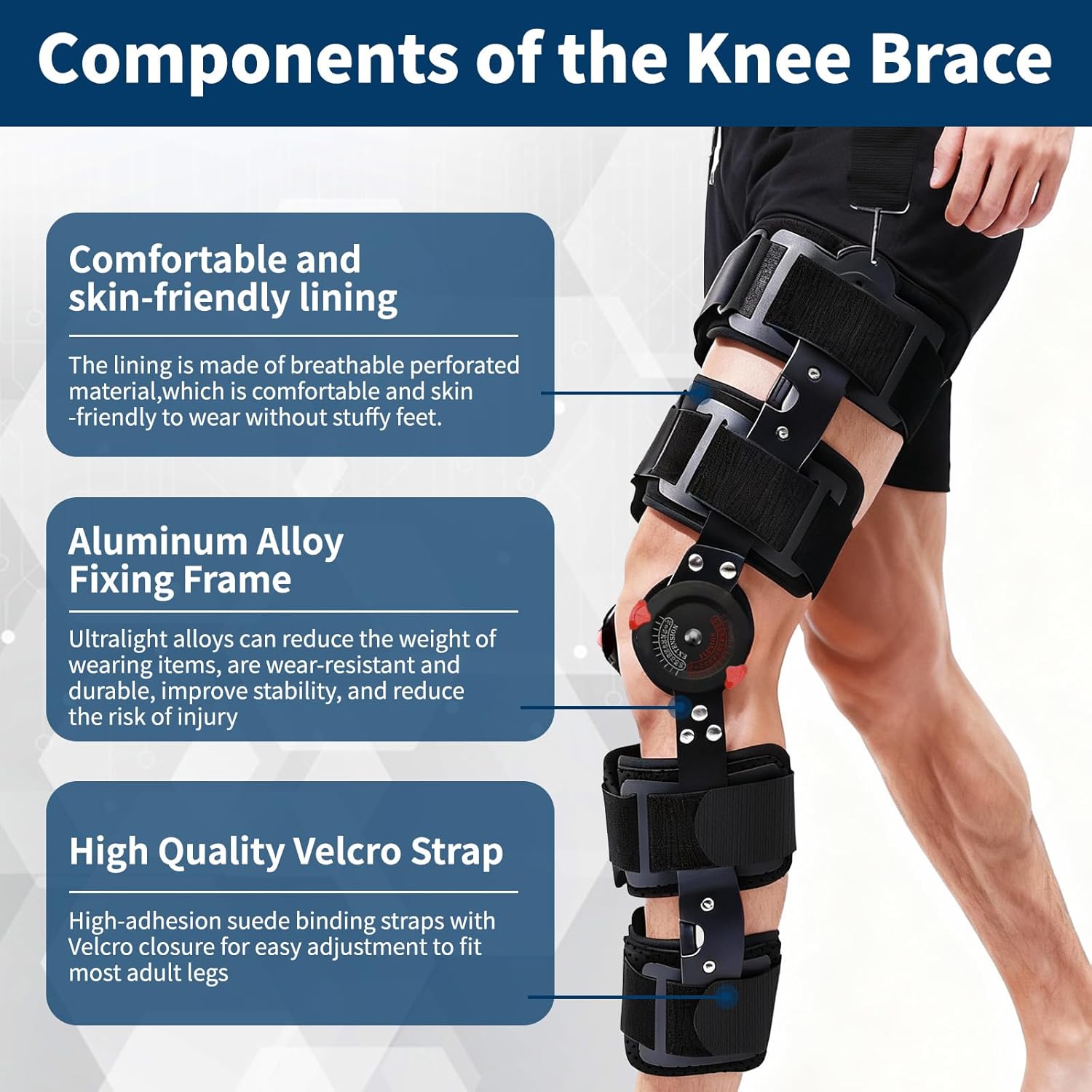 Genouillère articulée ajustable unisexe, stabilisateur latéral du ligament croisé antérieur, support pour déchirure du ménisque - 3
