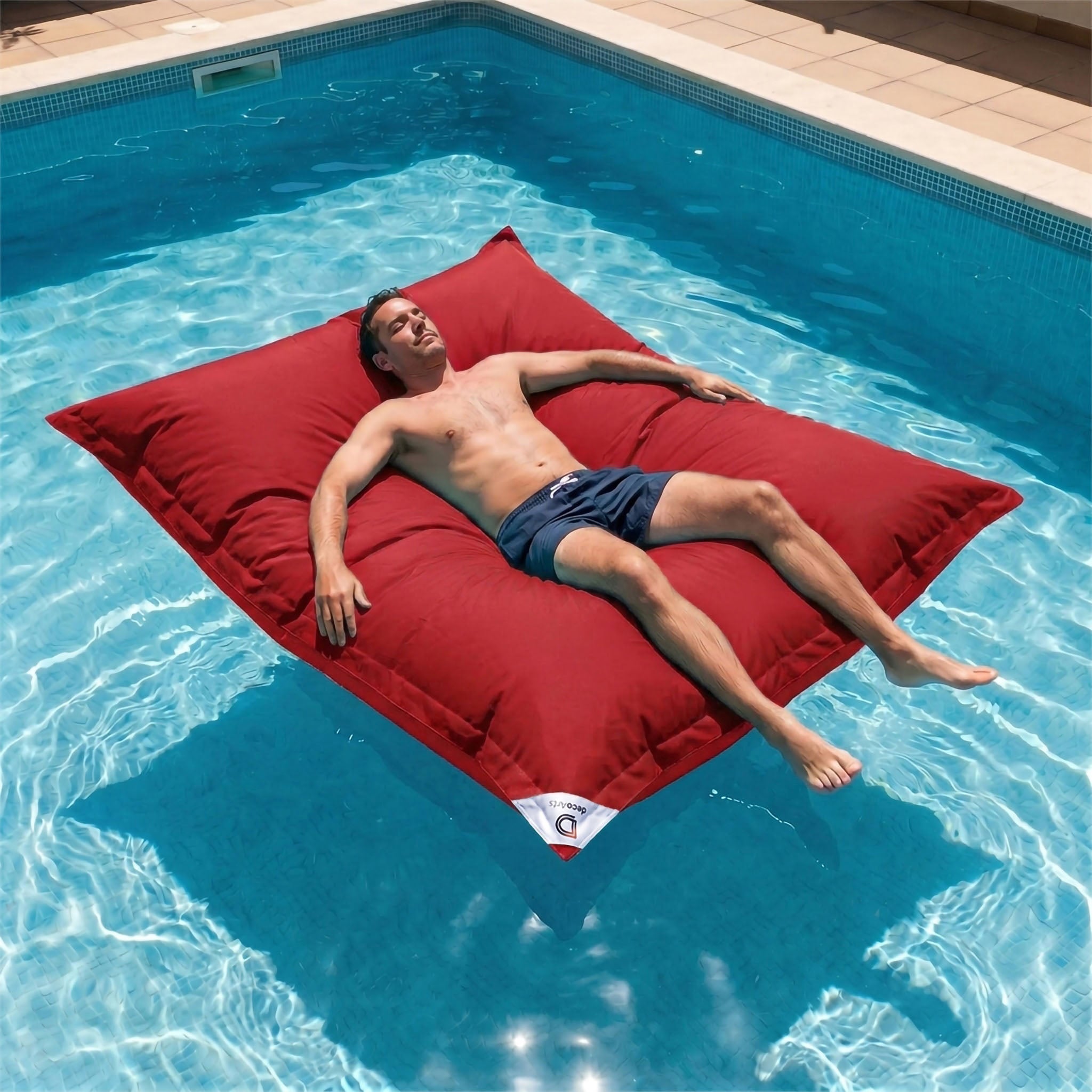 Housse pour Pouf Géant XXL 180x140cm Flottant pour Piscine - Rouge piment - 6