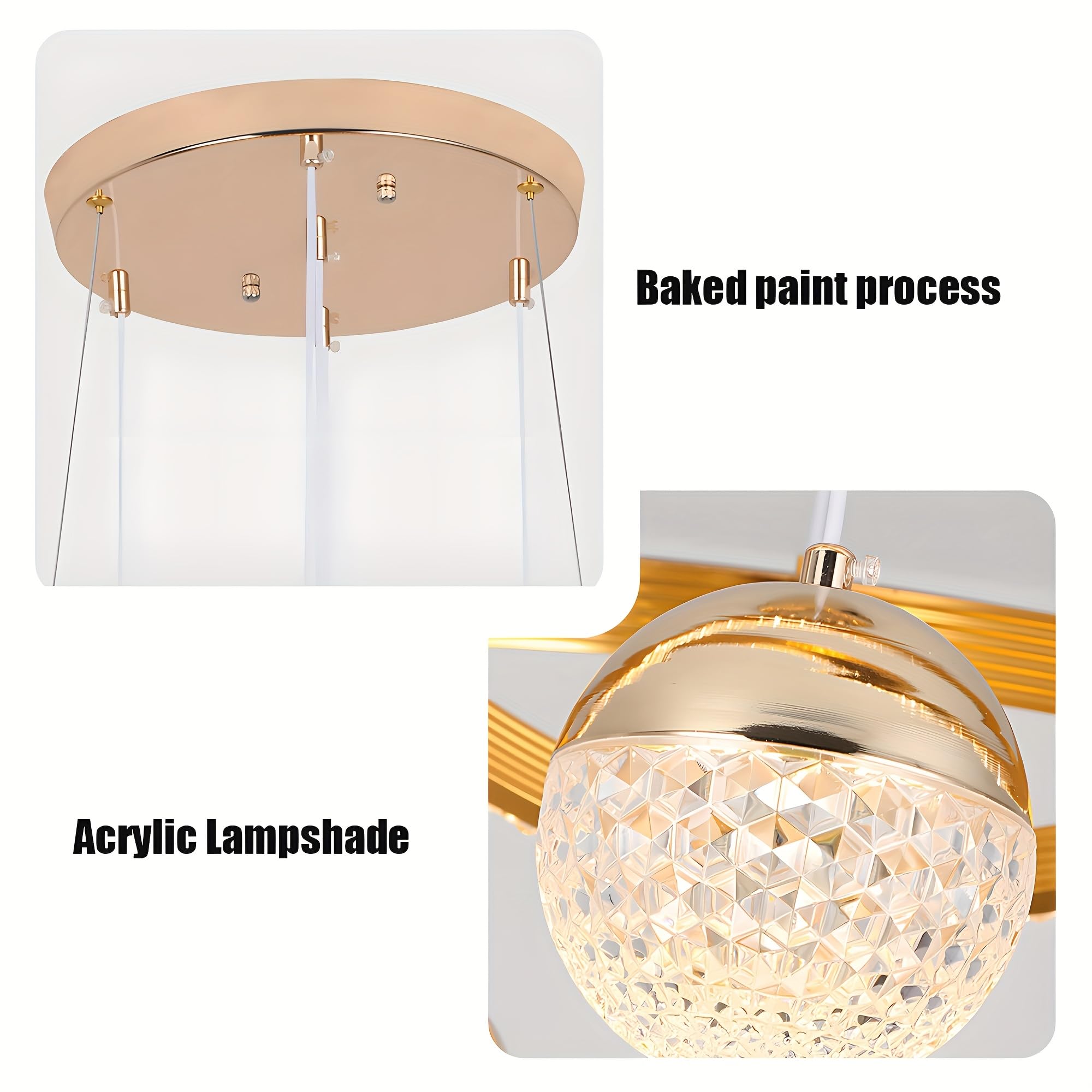 LEDANDER Lustre LED moderne, plafonnier, lampe LED, variateur tricolore, design doré à quatre sphères, convient pour la salle à manger et la chambre - 4