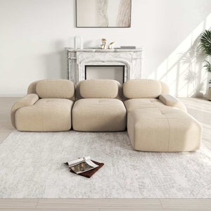 Canapé Modulable En U 4 Places – Velours Côtelé Doux, Design 32D, Accoudoirs Extra-larges – Livré Sans Montage, Vert