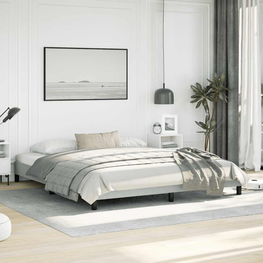 Cadre de lit sans matelas, gris clair, California, velours - 5