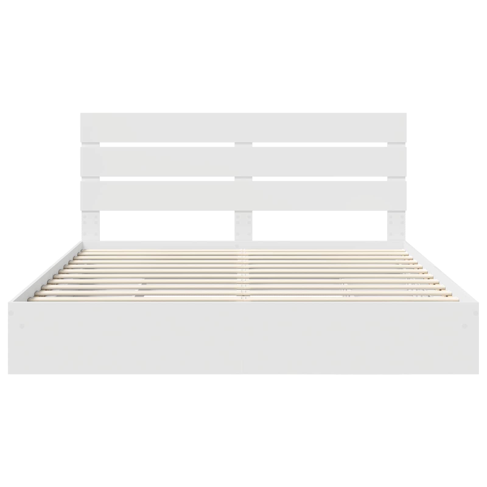 Lit de rangement blanc 180 x 200 cm panneau de bois - 8