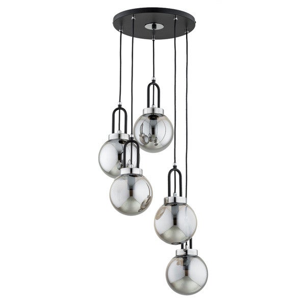 Lampa wisząca ATORI czarna-chromowana 5 x E14 x 10W wym: 90 x 38 x 38 cm Alfa
