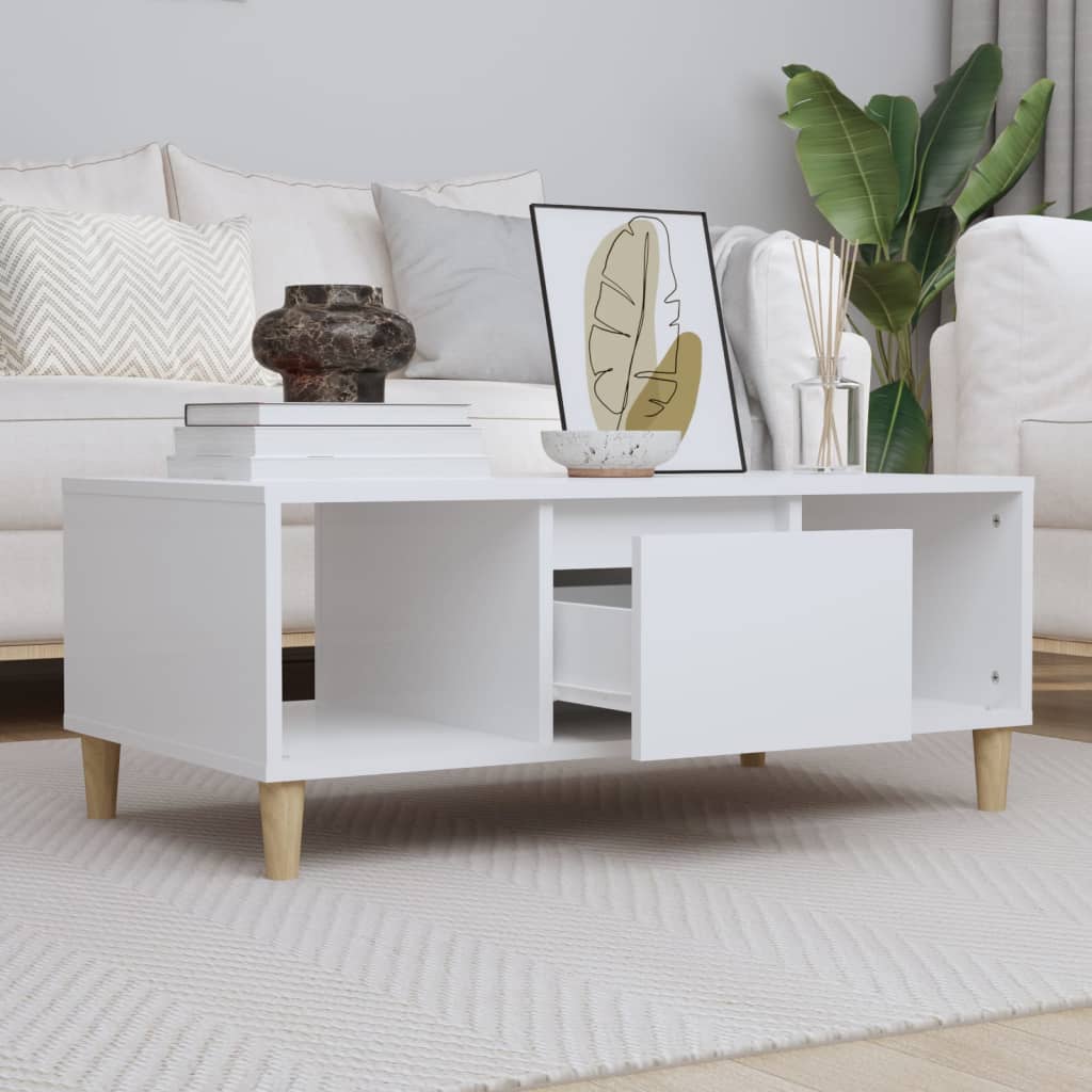 Stolik kawowy, biały 90x50x36,5 cm, materiał drewnopochodny vidaXL