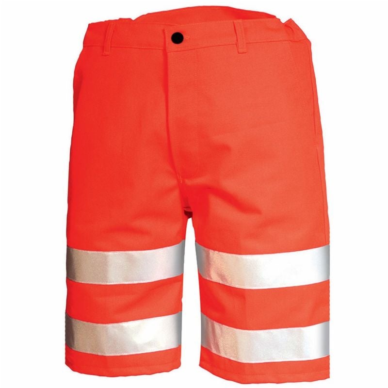 Short De Travail NOROZE 3/4 - Haute Visibilité Gris/Orange - Polaire Et Réfléchissant