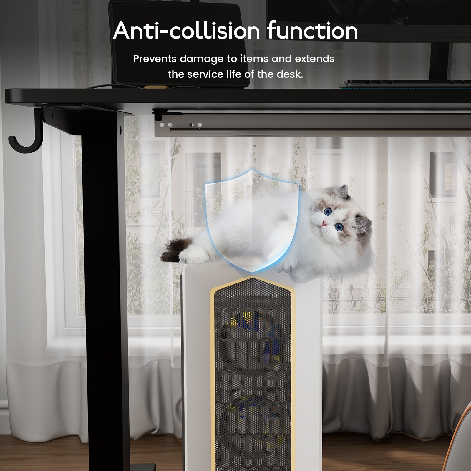 Bureau électrique réglable 80x160 cm, Hauteur 70-117 cm, Fonction mémoire, Rebond en cas de résistance, Mode économie d'énergie - 7