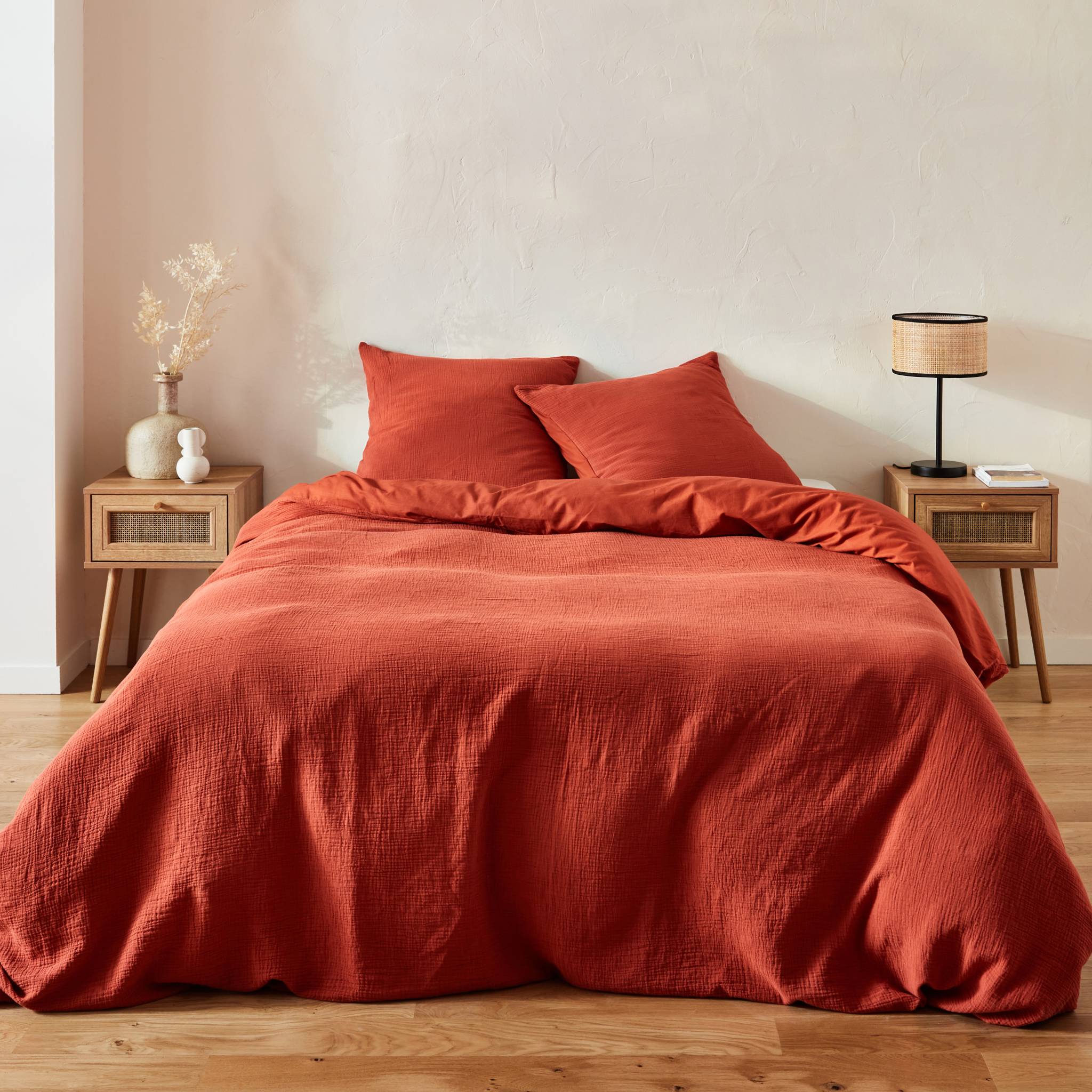 Lot de 2 tables de chevet décor bois & cannage avec 1 tiroir - Bohème BOHÈME - 3