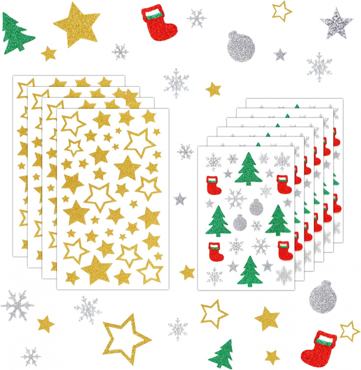 DPKOW Striscione Lungo Buon Natale In Tessuto 270x35 Cm - Decorazione Per Esterno E Interno Con Babbo Natale, Pupazzo Di Neve, Renna - Include Nastro