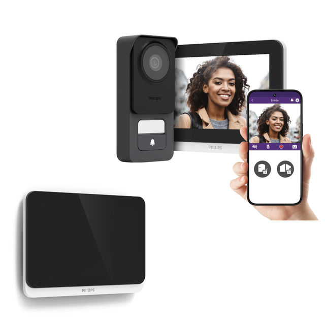 Visiophone Philips WelcomeEye Connect 3 + moniteur supplémentaire Connect 3