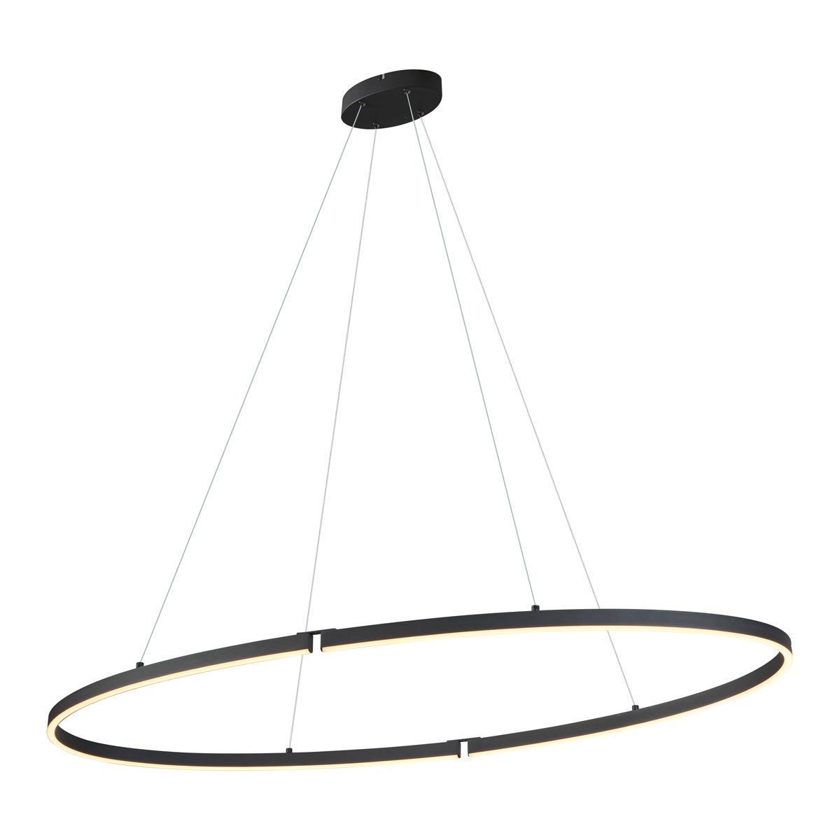 Qazqa design lampe suspendue pour table à manger - Ovallo - noir, ovale, led intégrée 30w incluse, Integrated led, 2700k, blanc - 6