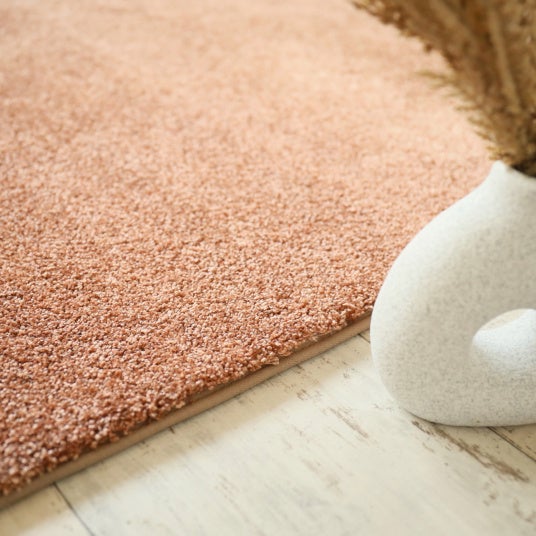 Tapis doux poils longs - Touch rose corail - Galon tabac - 250 x 350 cm - 4