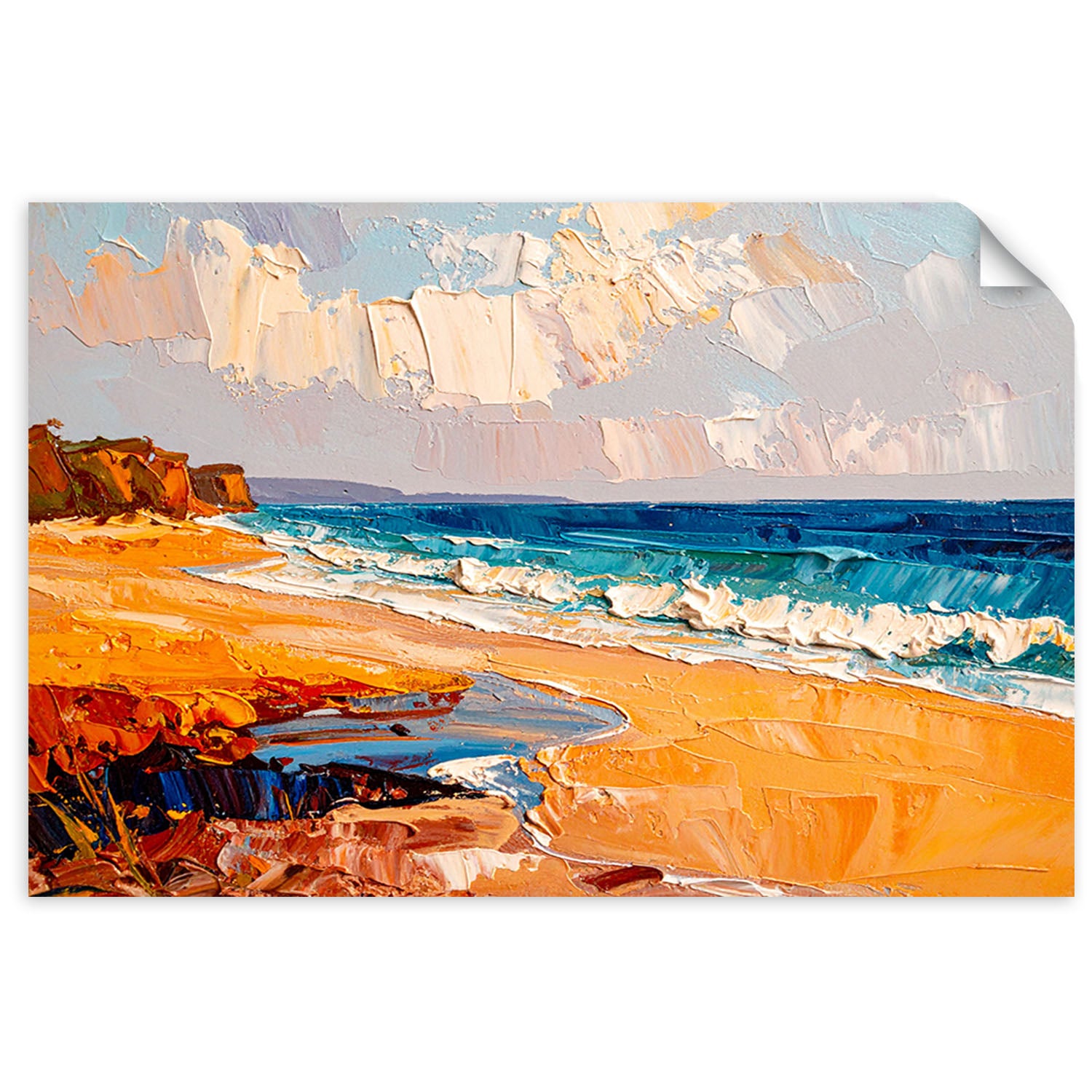 Naklejka na ścianę do salonu sypialni, Plaża Morze Krajobraz jak malowany 30x20