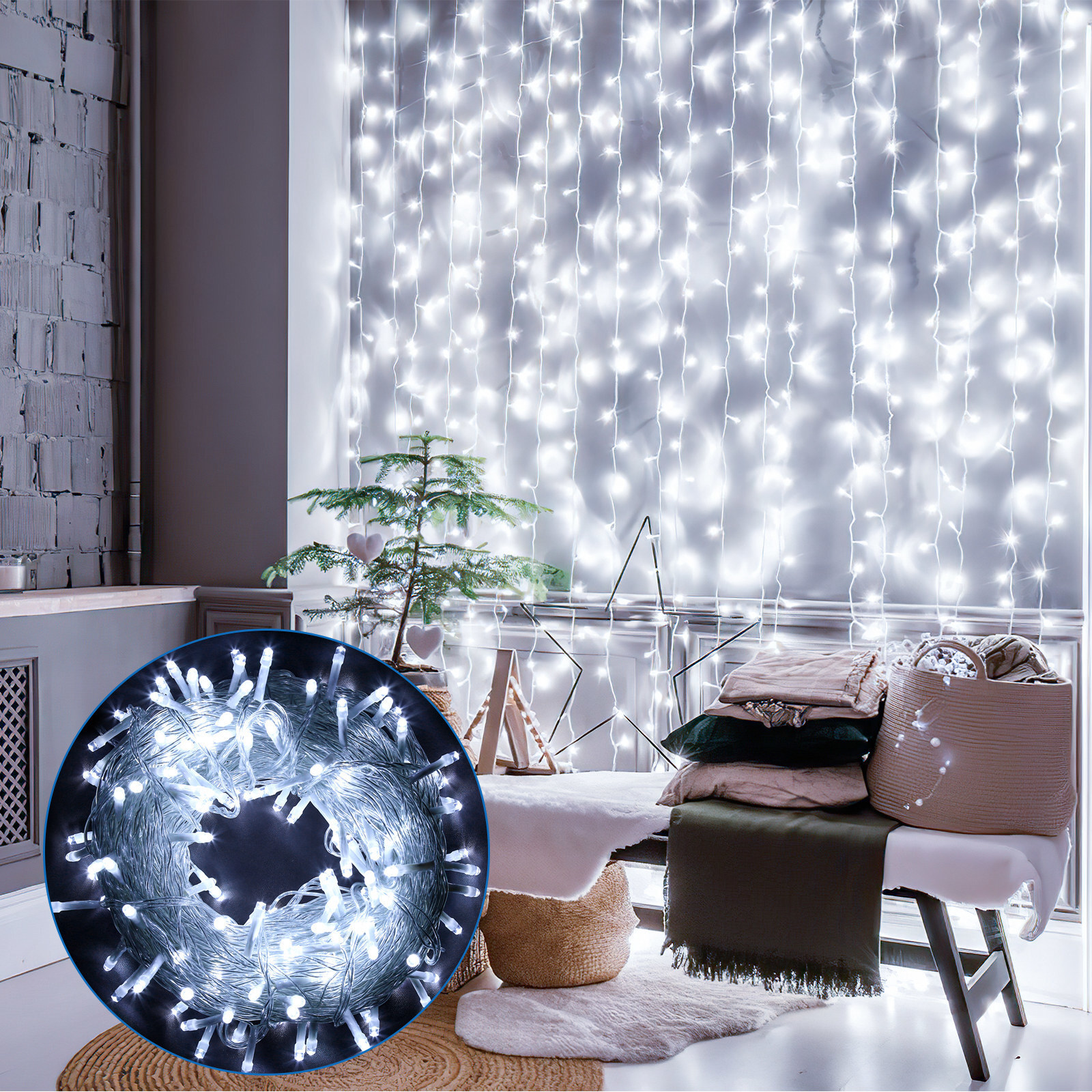 Guirlande lumineuse 20 m/200 LED pour extérieur, intérieur, carnaval, mariage, éclairage IP44, blanc froid - 6