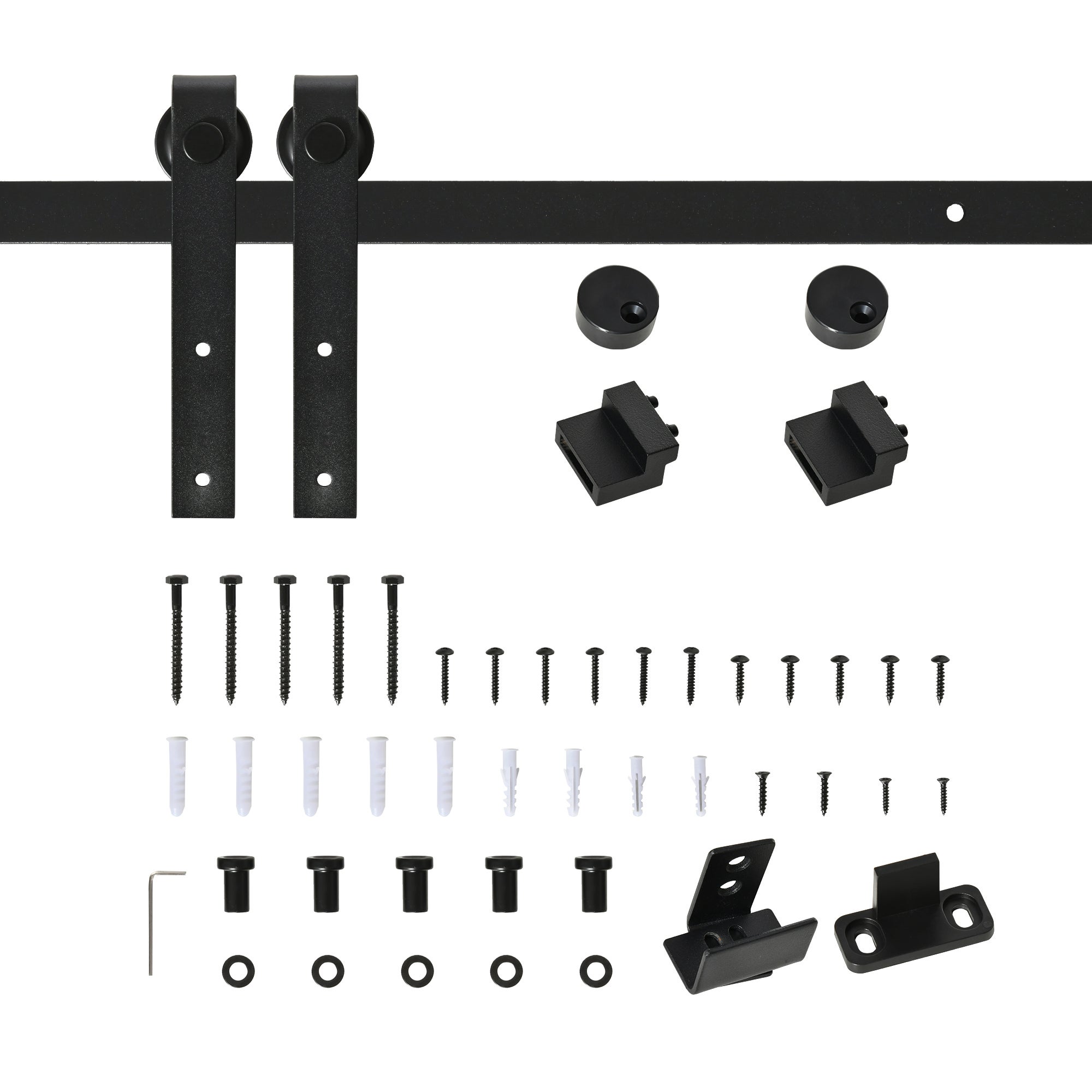 HOMCOM Kit pentru ușă glisantă cu șină de 200cm, negru | Aosom Romania