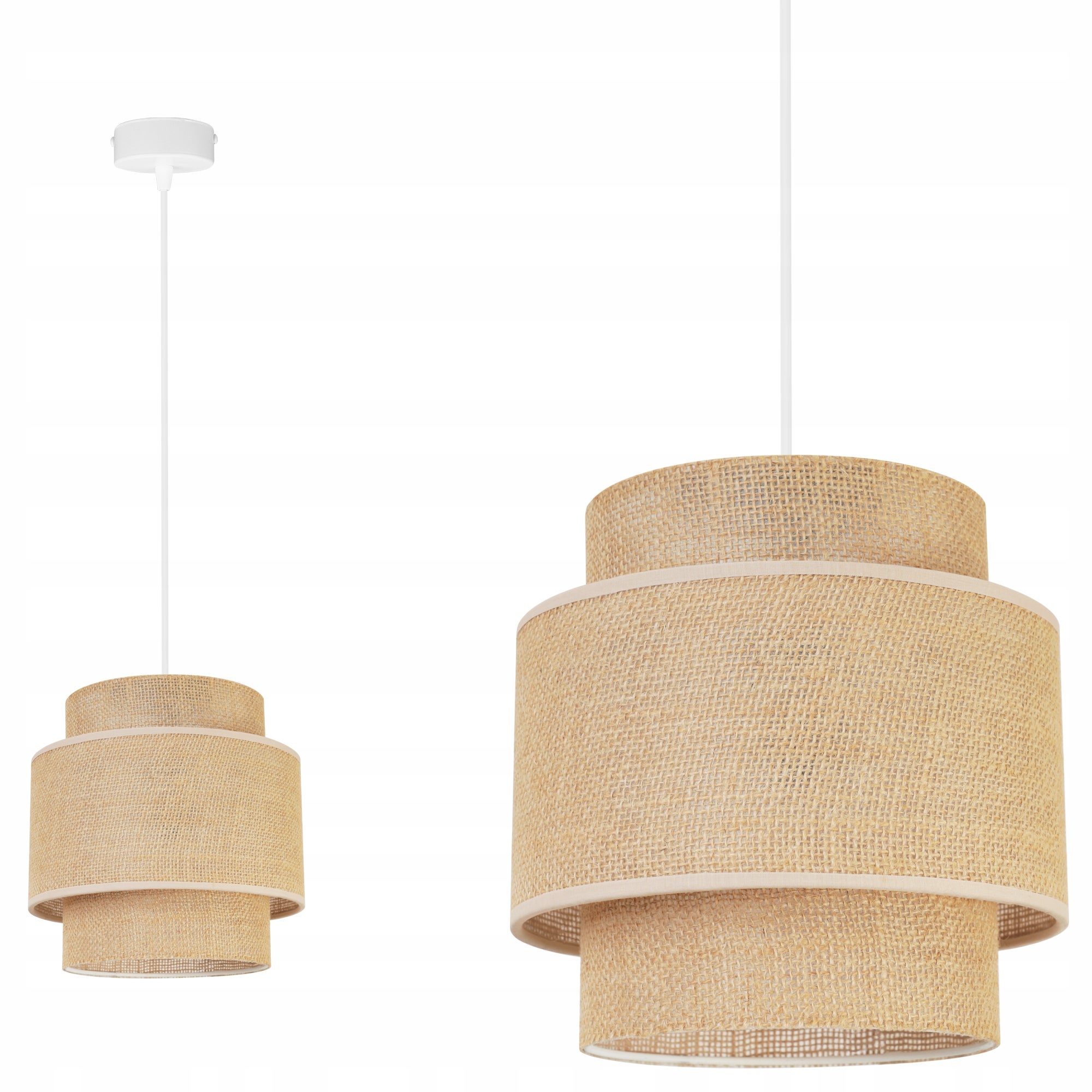 Lampa sufitowa wisząca Boho loft 1xE27 abażur juta biały/beżowy Light Home LH