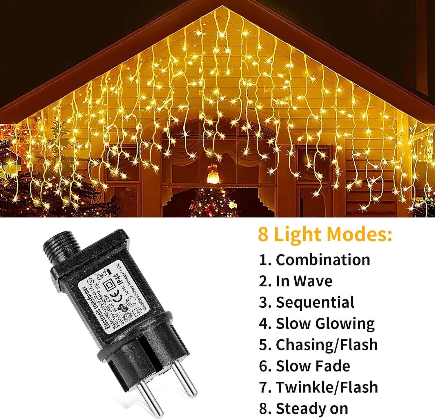 GOEDCH 3 Trasformatori LED 31V 6W Con Timer E 8 Modalità - Adattatori Impermeabili IP44 Per Luci Decorative - 3