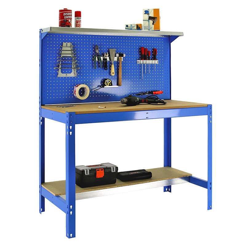 Etabli D'atelier SimonRack - Capacité 600 Kg, Dimensions 1445x1510x610 Mm - Avec Panneau Perforé, étagère Et Tiroir - Galvanisé Et Bois