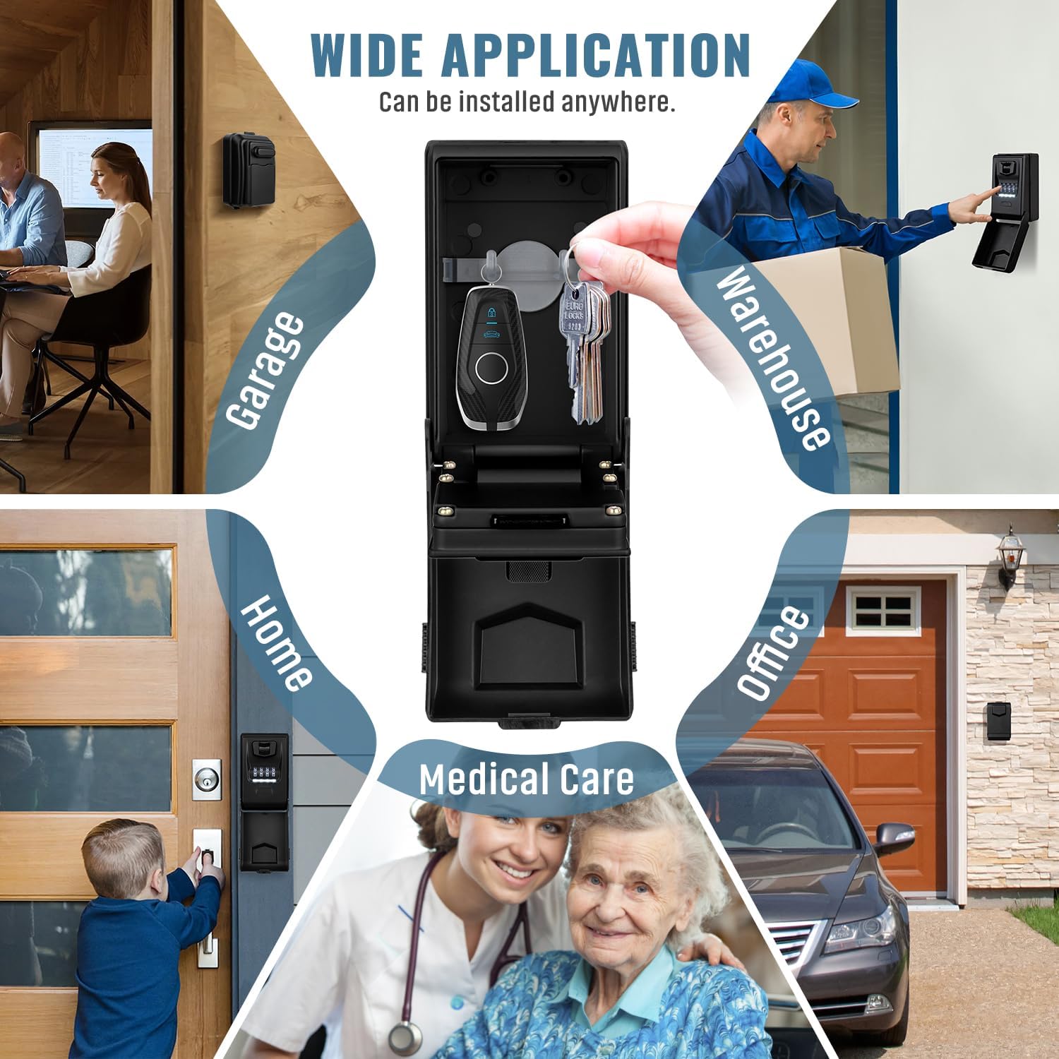 Boite à clés Sécurisée Exterieur [Rétroéclairée], Grand Etanche Boite a Clefs Murale Boite a Clef avec Code Digitale Boitier, Lumière Automatique - 4