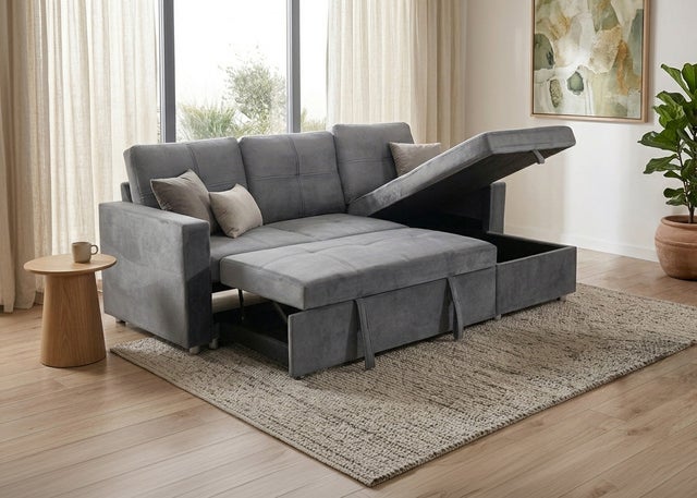 Sofá-Cama Chaise Longue Pau 215cm Cinza