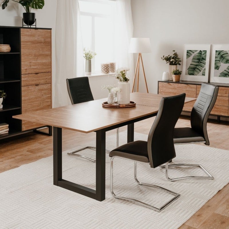 Tavolo allungabile 160x90 cm con piano color legno e gambe