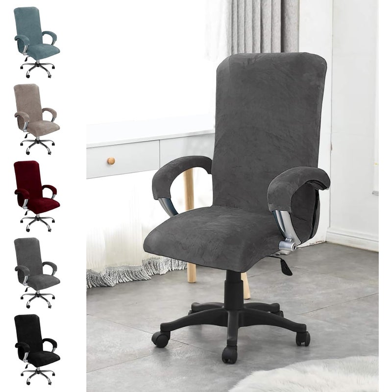Pokrowiec na krzesło biurowe z aksamitu – rozciągliwy, odpowiedni do krzeseł gamingowych, komputerowych, obrotowych – z podłokietnikami – elastyczny