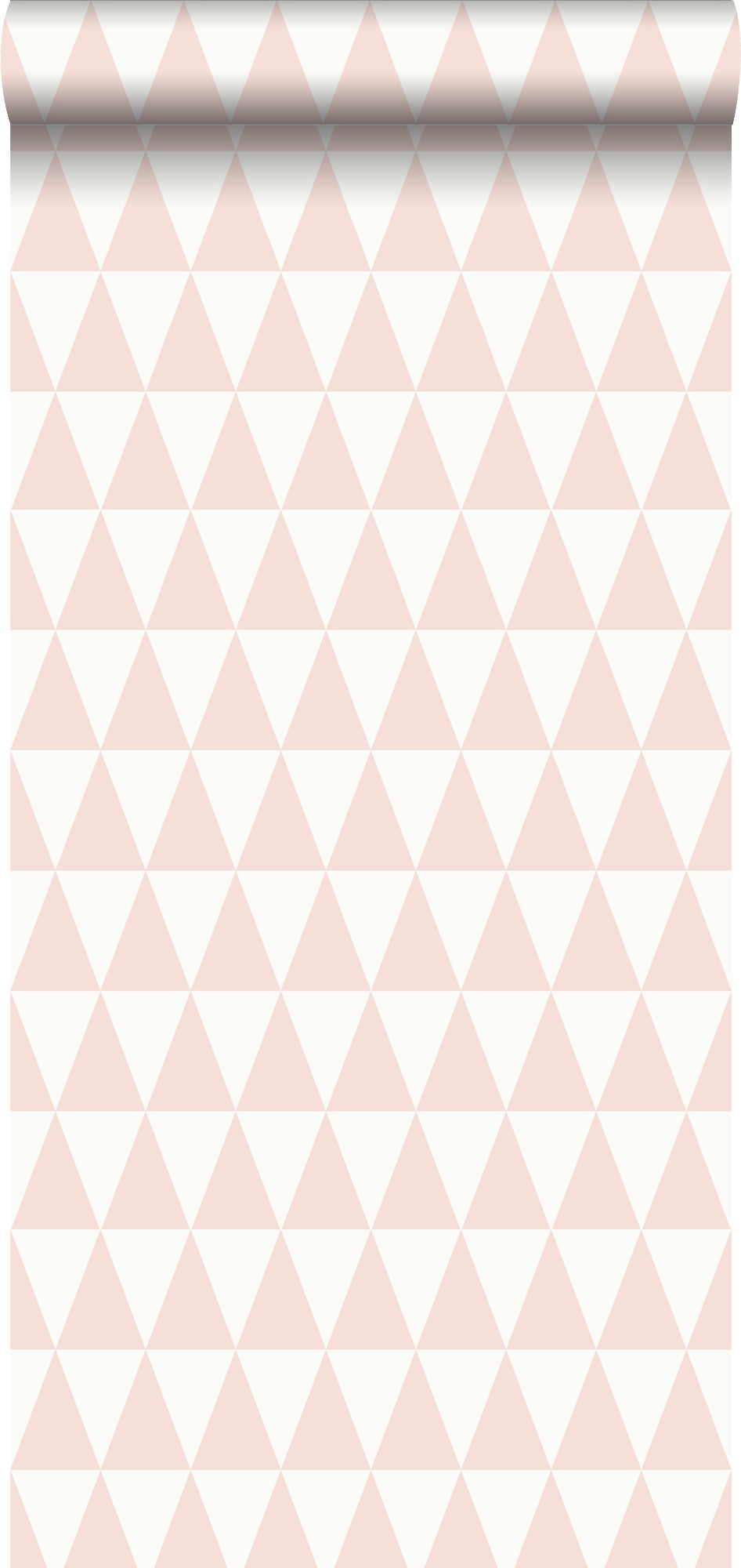 Tapeta graficzne trójkąty geometryczne brzoskwiniowego różu - 53 cm x 10.05 m - ESTAHOME