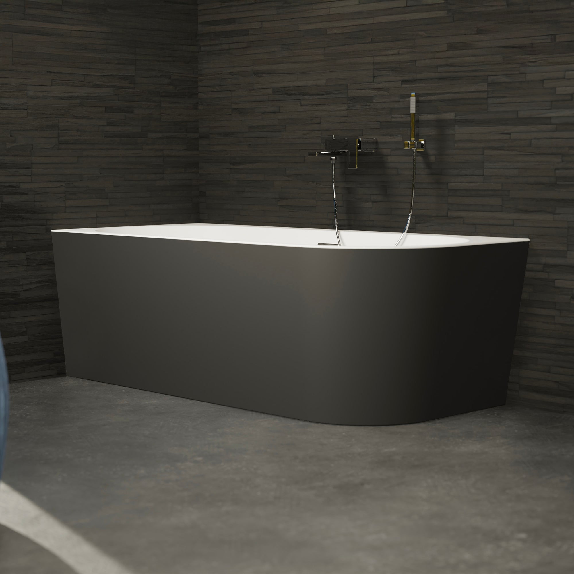 Baignoire Ilot Capri 170 gauche noire 170 x76 x58 cm, by SPALINA - 3