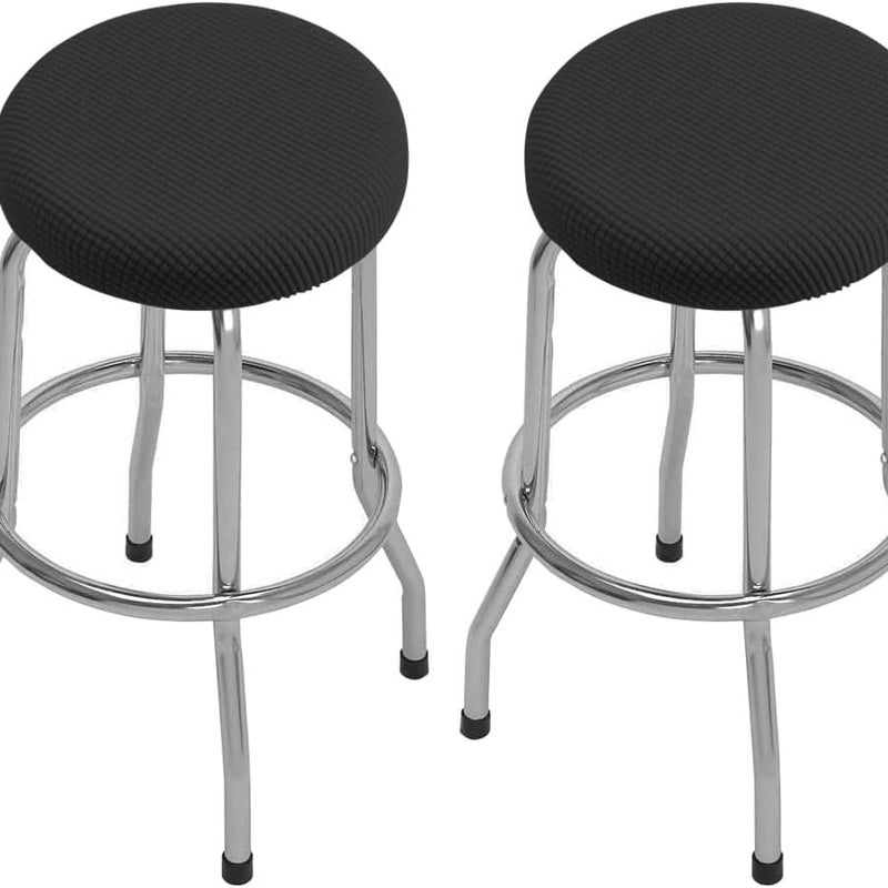 Pokrowiec na okrągły stołek, 2 sztuki (czarny), okrągły pokrowiec na stołek barowy, nadający się do prania, łatwy w pielęgnacji, miękki i trwały, na s