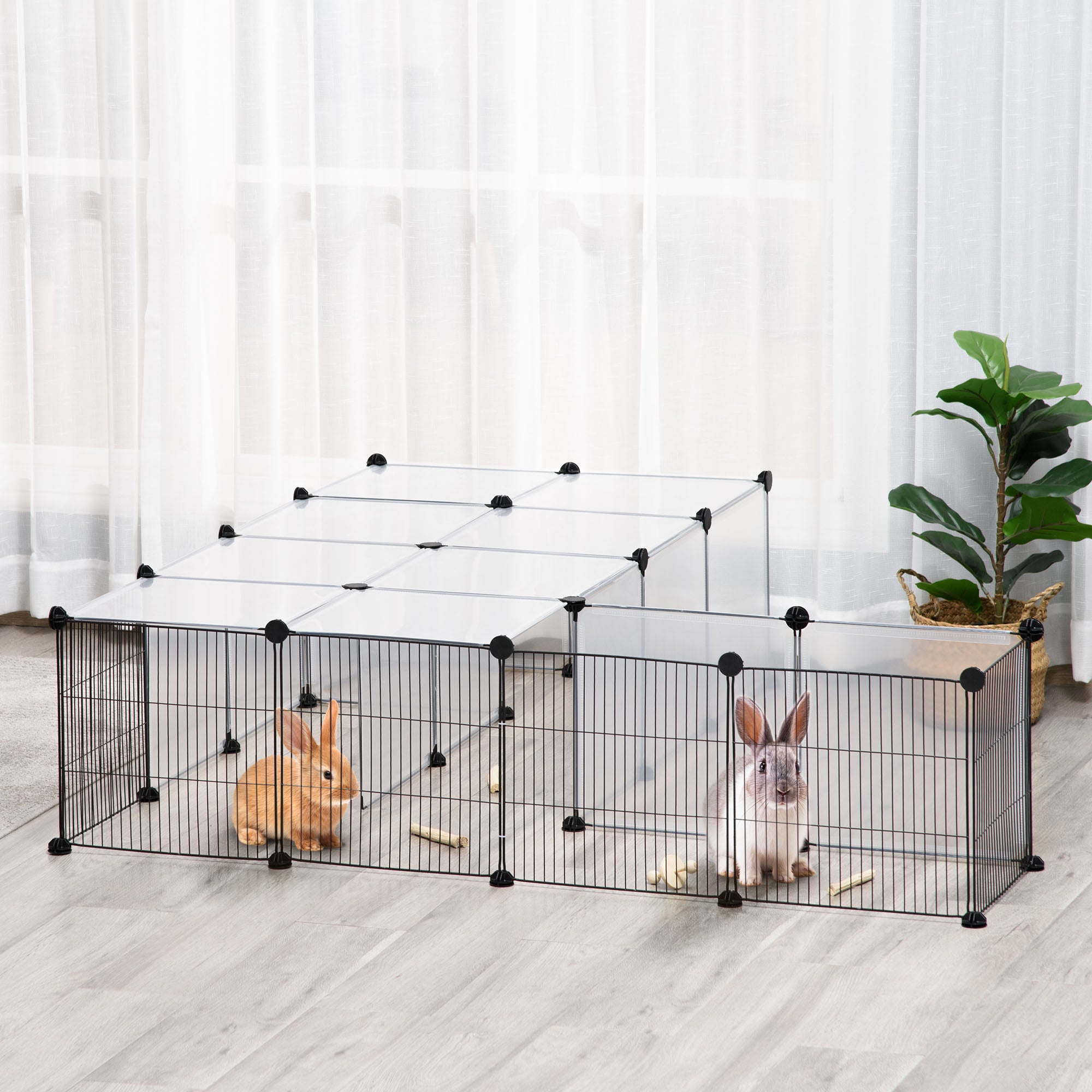 Enclos modulable pour petits animaux 27 panneaux design diy, noir ...