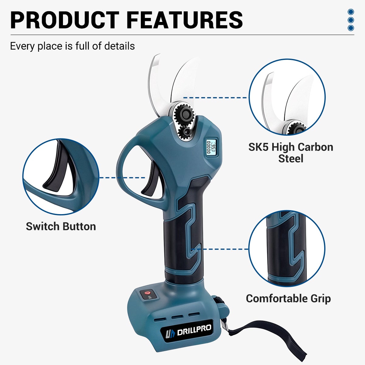 Sécateur électrique sans fil brushless, Sécateur sur batterie 18V Jardin (Sans batterie ni chargeur) - 2