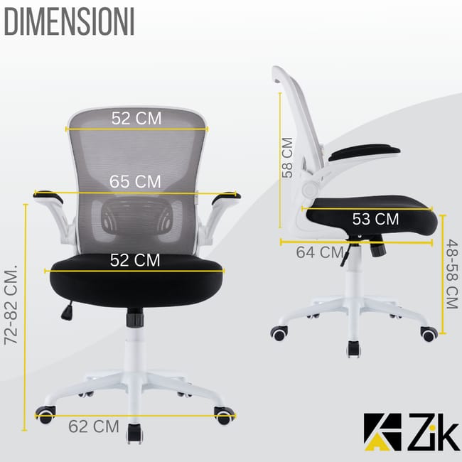 Sedia Ufficio Ergonomica Girevole Reclinabile Da Scrivania Con Braccioli, Regolabile In Tessuto, Bianco - ZIK | Leroy Merlin